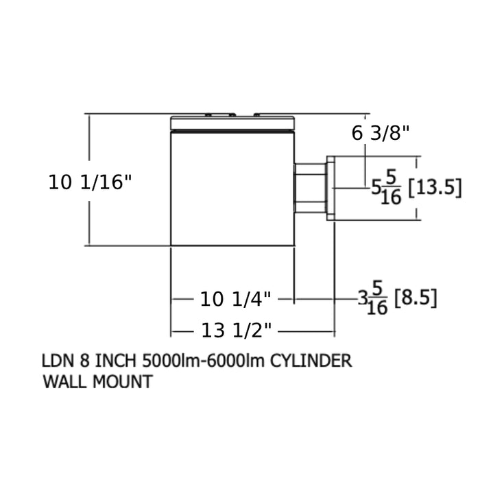 Lithonia LDN8CYL 8" LED Cylinder, 3500K, 5000Lumens, Downlight, 120-277V, Wall Mount