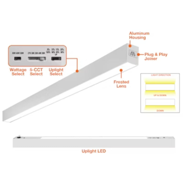 Envision LED-UDL2 4Ft 5CCT C-Line Suspended Linear w/ Uplight White 120-277V