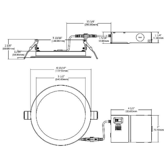 LEDvance 63427 6" LED Flame Resistant Selectable Slim Microdisk