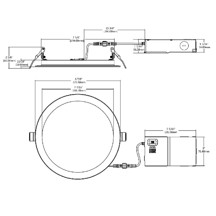 LEDvance 63428 8" LED Flame Resistant Selectable Slim Microdisk