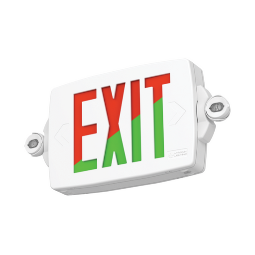 Lithonia Contractor Select LHQM Quantum Thermoplastic LED Emergency Light/Exit Combo with High-Output Battery, Single or Double Face, Red/Green Selectable, 120-277V