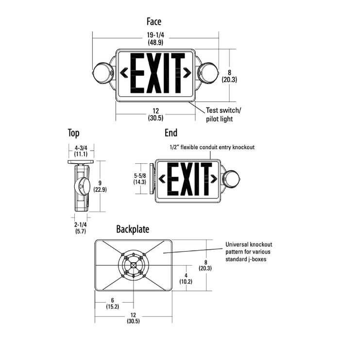 Lithonia LHQM Quantum LED Exit/Emergency Combo, Green Letter, High-Output
