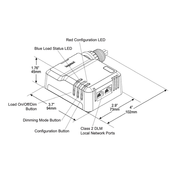 Wattstopper LMAC-131-M Single-Zone Phase Adaptive Auxiliary Controller with Metering, 120/277V