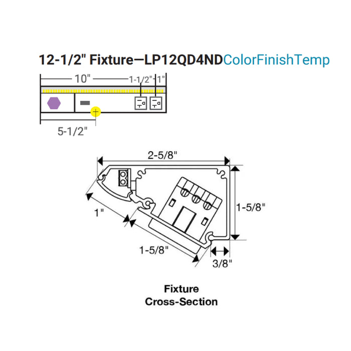 Task Lighting LP12QD 12.5" DV Series Lighted Power Strip