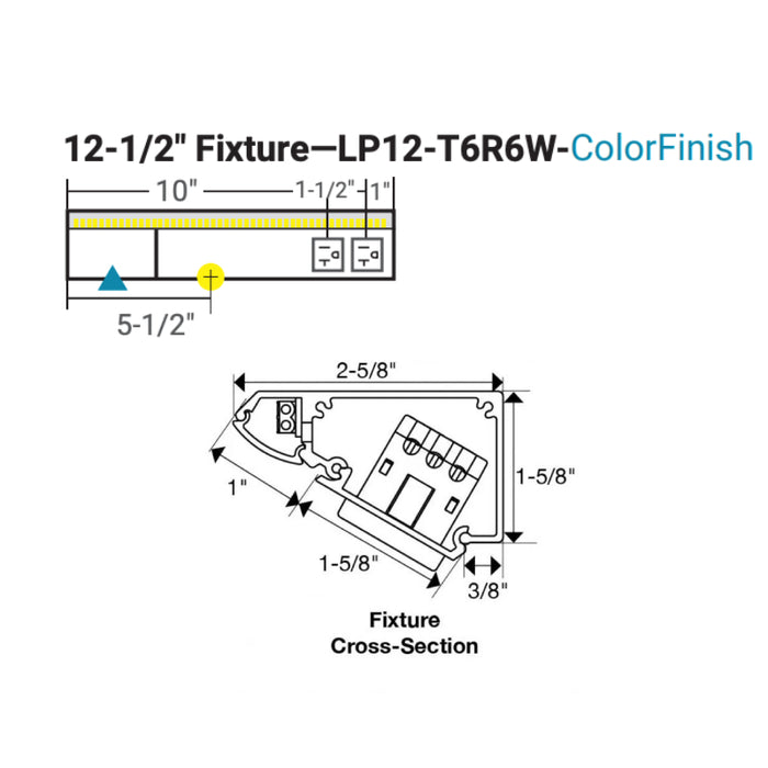 Task Lighting LP12 12.5" RM Series Lighted Power Strip, Tunable White 2700K - 5000K
