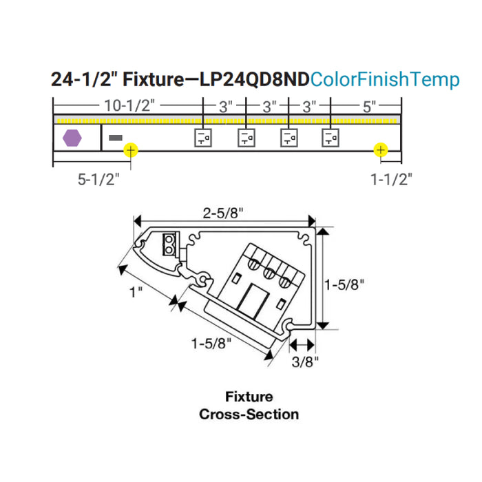 Task Lighting LP24QD 24.5" DV Series Lighted Power Strip