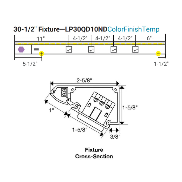 Task Lighting LP30QD 30.5" DV Series Lighted Power Strip