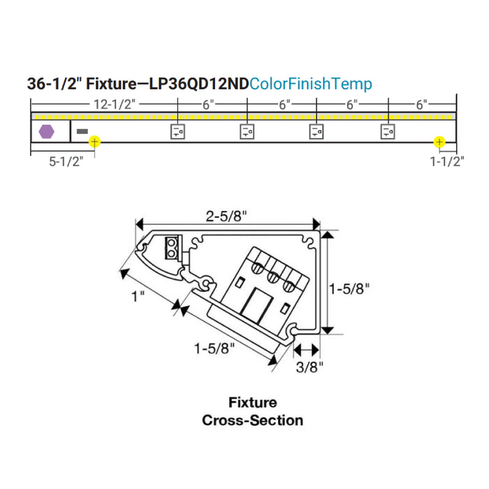 Task Lighting LP36QD 36.5" DV Series Lighted Power Strip
