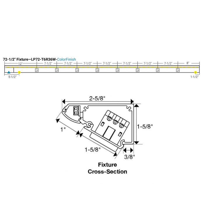 Task Lighting LP72 72.5" RM Series Lighted Power Strip, Tunable White 2700K - 5000K