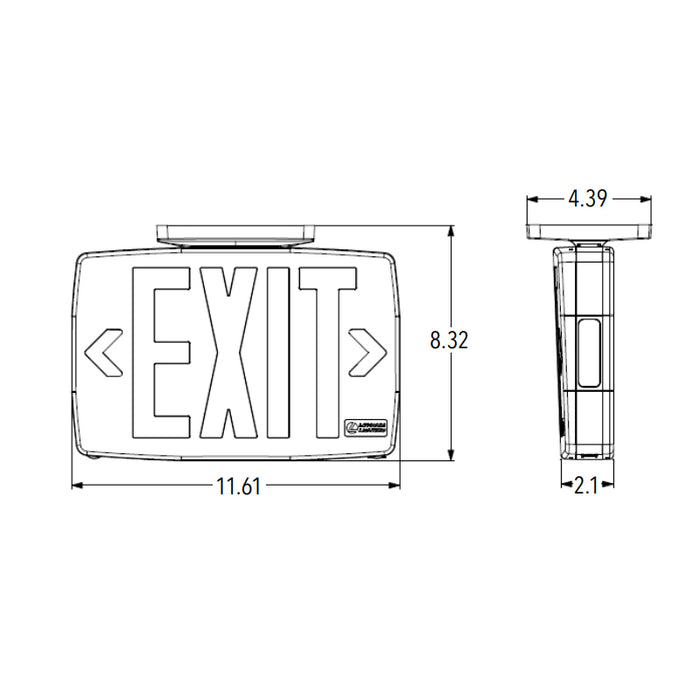 Lithonia LQM S W RG MVOLT EL SD M6 Quantum LED Exit Sign, Stencil Face, White Housing, Red/Green Switchable Letter, 120-277V, Nicked Cadmium Battery, Self Diagnostic
