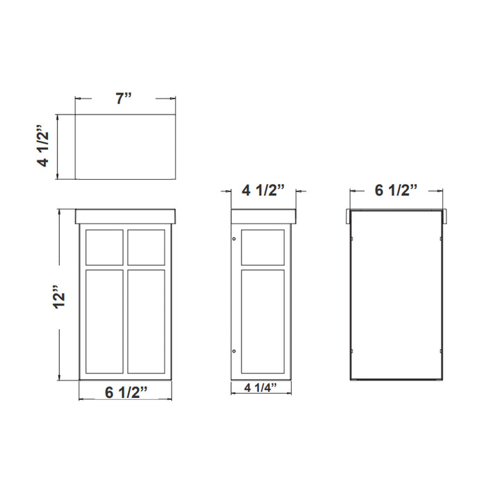 Westgate LRS-SH-12-MCTP 12" Shoji Window LED Wall Sconce, 9W/13W/17W & 3CCT Selectable, 120V