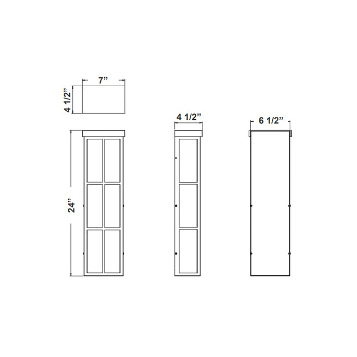 Westgate LRS-SH-24-MCTP 24" Shoji Window LED Wall Sconce, 18W/24W/30W & 3CCT Selectable, 120-277V