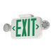 Lumination LUCE LED Exit/Emergency Light Combo, Round Lamp Heads, Universal Face, NiCad Battery - White Finish, Green Letters