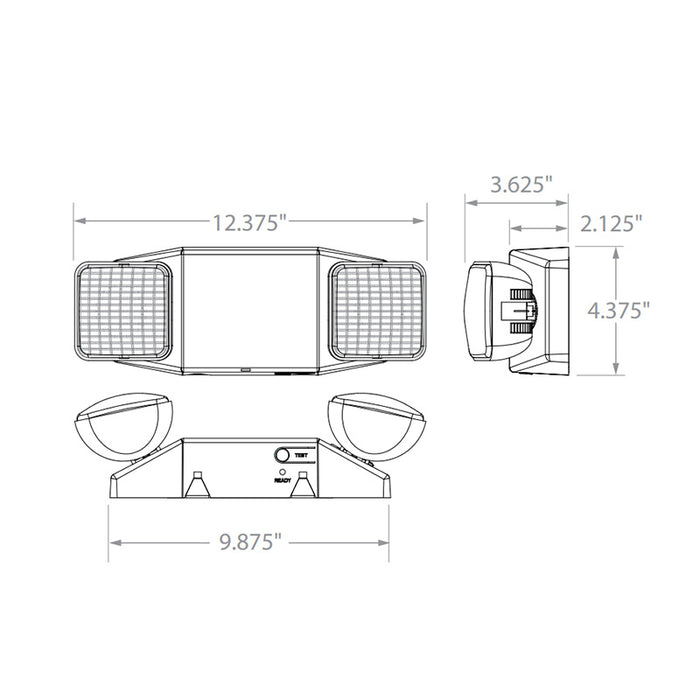 Lumination LUMEL Series Square Head LED Emergency Light, 120/277 Input, NiCad Battery