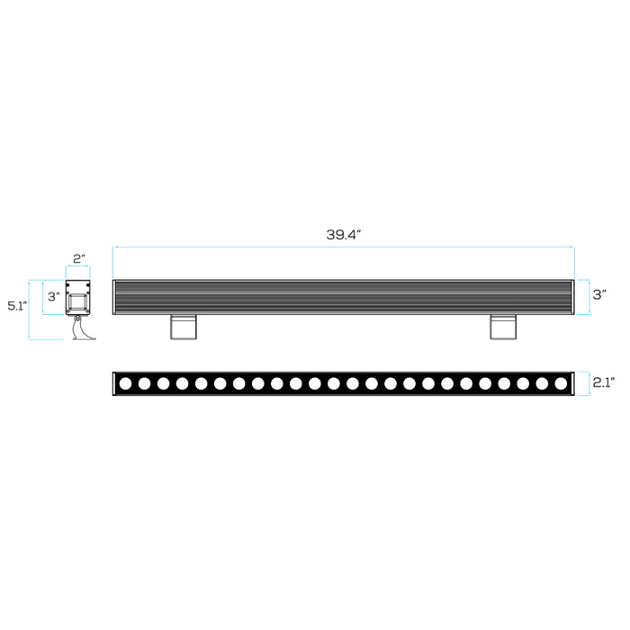 Sarin LWS1M 39" 72W LED Linear Wall Washer, 5040 lm, RGBW, 100-277V