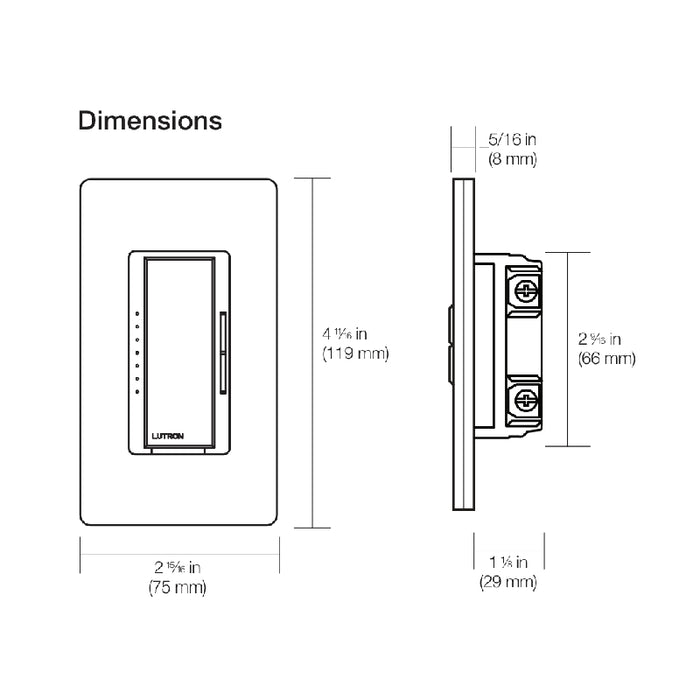 Lutron MACL-153M-RHW Maestro LED+ Dimmer Switch Kit