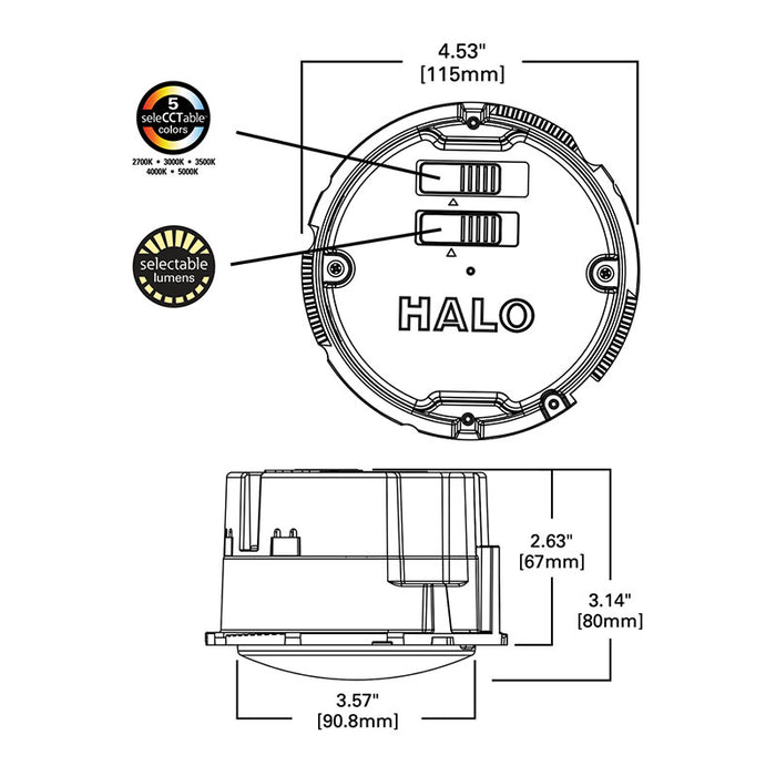 Halo ML5615LSVWFL9FS1E 5"/6" LED Module, 900/1200/1500 Lumen & CCT Selectable
