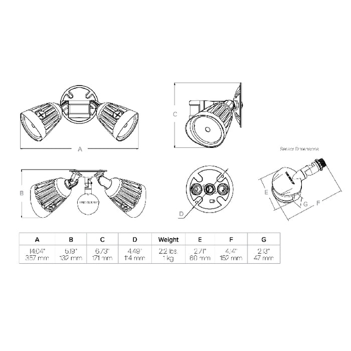 EXO ML Marshal 26W/40W/50W LED Twin-Head Flood Light with Motion Sensor, 3CCT Switchable, 120-277V