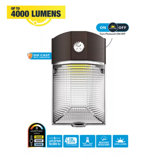 Halo MWP20FSUNVDBZ 15W LED Mini Wall Pack with Photocell, 3CCT & Lumens Selectable, 120-277V