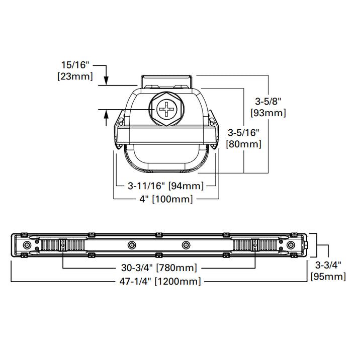 Metalux APVT-S 4-ft 21W/32W/46W LED Vaportite, CCT Selectable, Up to 6000 Lumens, Dimmable, 120-277V