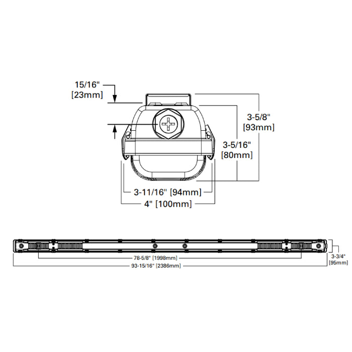 Metalux APVT-S 8-ft 59W/78W/94W LED Vaportite, Selectable CCT & Lumen, Dimmable, 120-277V