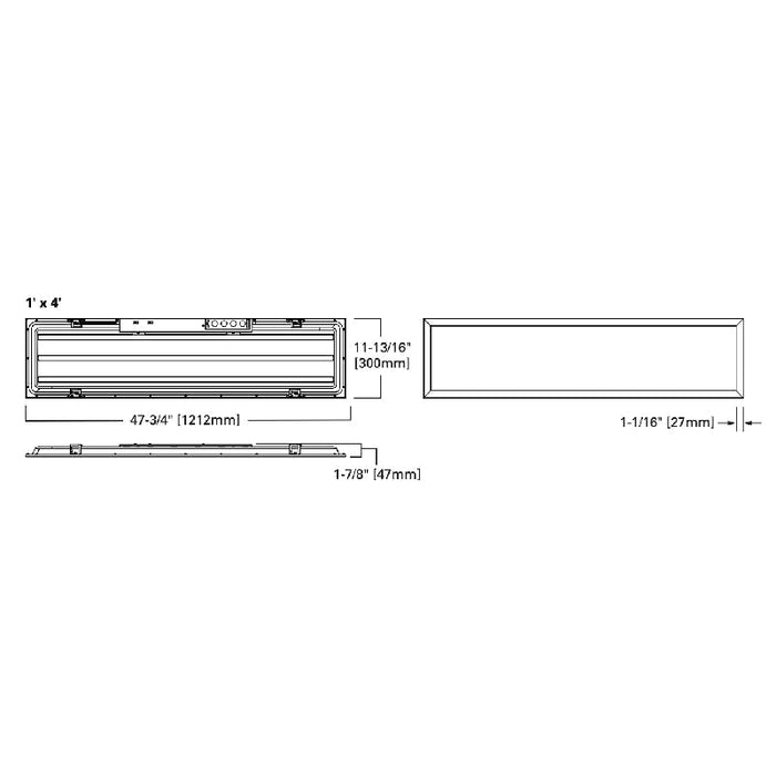 Metalux CGTS 1x4 LED Flat Panel, 3CCT & Lumens Selectable, 120-277V, 8W Emergency Battery Backup