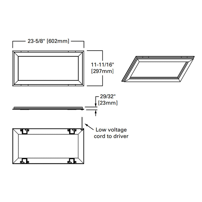 Metalux 12SFS-L3C4-UNV Surround 1x2 Architectural Slim Frame Panel, 4CCT & Lumen Selectable