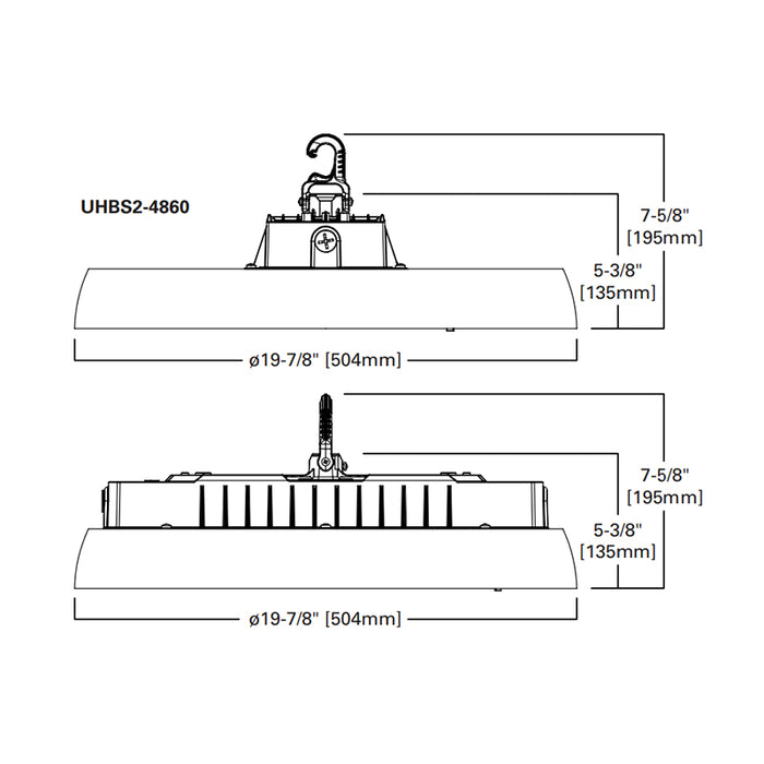 Metalux UHBS2-4860-MV-L8C5-U 320W/360W/390W LED Round High Bay, 5CCT & 3 Lumens Selected, 120-347V