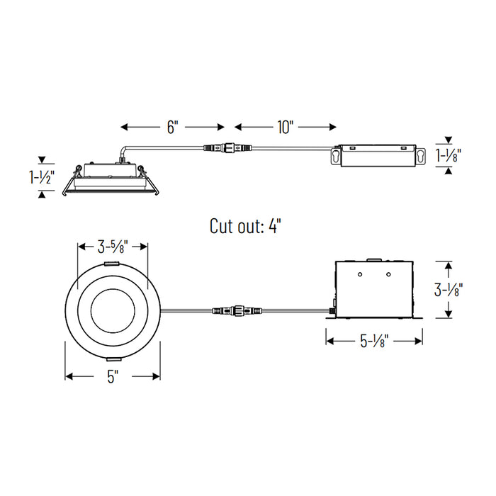 Nora NCSC-R4D1TW 4" Contractor Series Can-less LED Downlight with Deep Reflector, 5 CCT Selectable (12-Pack)