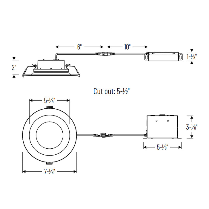 Nora NCSC-R6D1TW 6" Contractor Series Can-less LED Downlight with Deep Reflector, 5 CCT Selectable (12-Pack)