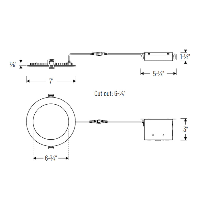 Nora NFLAT-R6TWMPW 6" Non-Metallic Flat LED Downlight, CCT Selectable