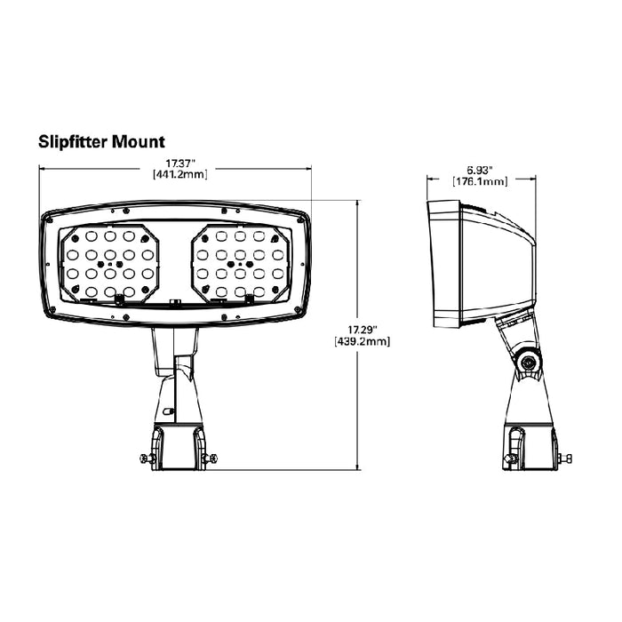 Lumark NHR 155W LED Night Harrier Flood Light with Button-type Photocontrol, Slipfitter Mount, 120-277V