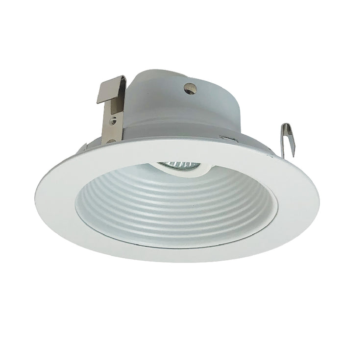 Nora NL-410 4" White Adjustable Stepped Baffle with White Metal Ring