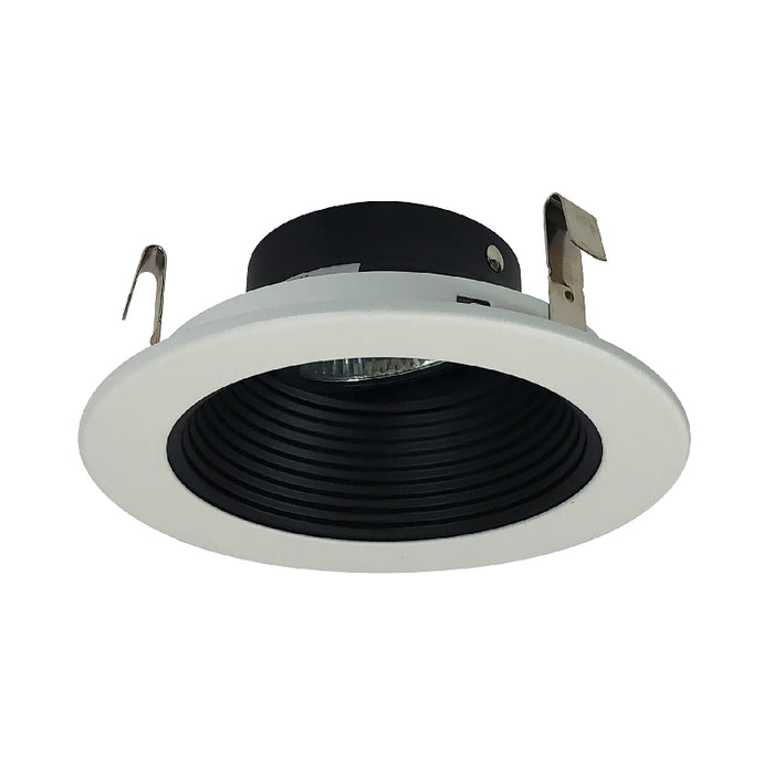 Nora NL-411 4" Black Adjustable Stepped Baffle with White Metal Ring