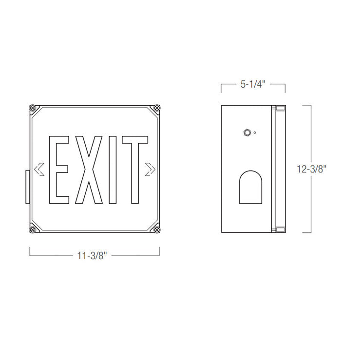Nora NX-607-LED/R Die-Cast LED Wet Location Exit Signs with Battery Backup, Red Letters, White Housing