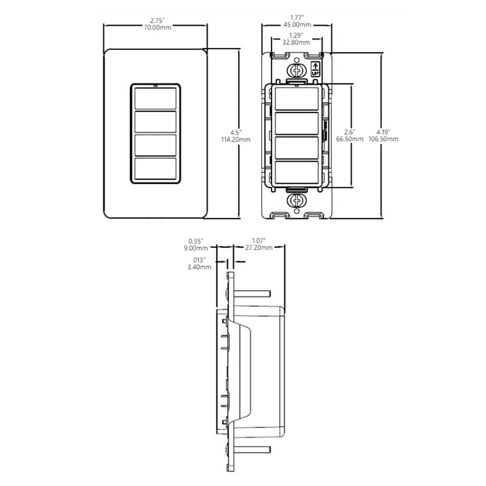 NX Lighting Controls NXC-WWD2-4IW Wireless Scene Switch, In-Wall Mount