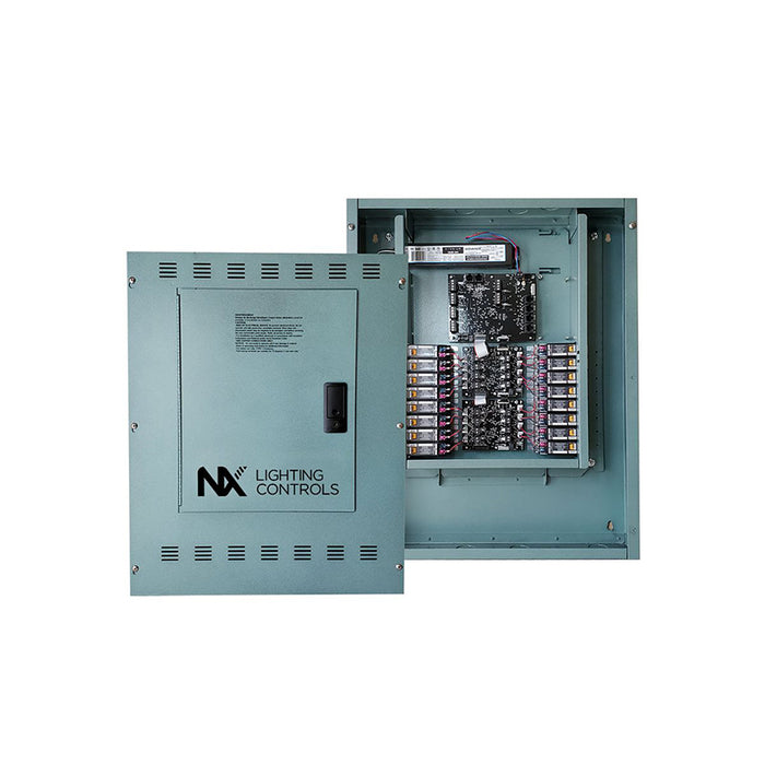 NX Lighting Controls NXP2-PNL-8-8-U-S 8 Relay Capacity Control Panel, 8 Dimming Channels, 8-30A/Single Pole Latching Relays, Bluetooth Radio Bridge With Real Time Clock Included