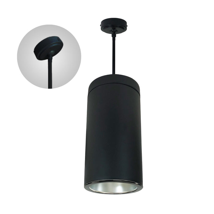 Nora NYLS3 6" Sapphire III Cylinder, 36W, 3500 Lumens, 4000K, Reflector, Triac/ELV Dimming, Diffused Clear/ Black, Black Finish, 120V
