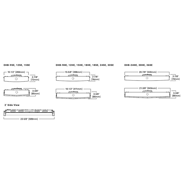 Metalux OHB-12SE-W-UNV-L850-CD-U LED High Bay, Lensed, Wide Distribution, 80CRI, 5000K, 0-10V Dimming Driver, 12494 Lumens, 120-277V