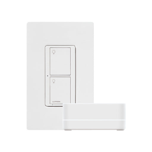Lutron P-BDG-PKG1WS Caseta Wireless Smart Switch Starter Kit with Smart Hub, White Finish