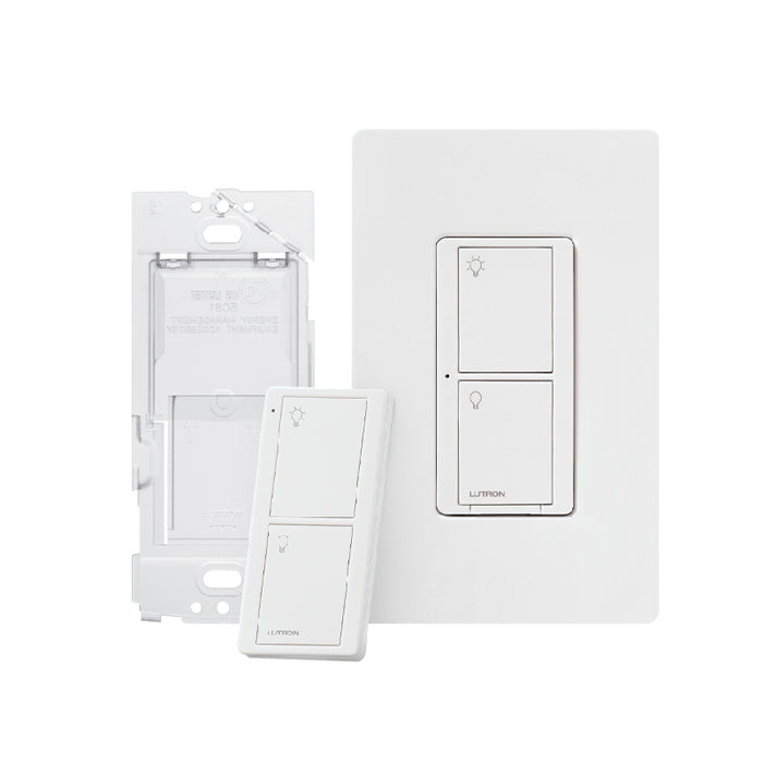 Lutron P-PKG1WS Caseta Smart Lighting 5-amp Single-pole/3-way Tap Master Smart Compatible Light Switch with Wall Plate