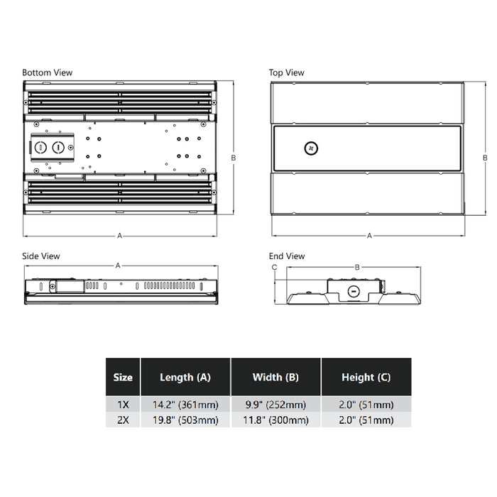 Albeo PHB11 175W/196W/242W LED Linear High Bay, CCT Selectable, 27/30/36K Lumens