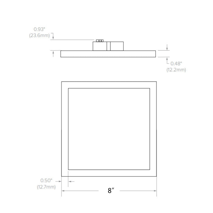 Prescolite LBSES-8SQD LiteBox Edge-Lit 8" 20W LED Square Surface Mount Downlight, 4CCT Selectable, Remote Driver J-Box
