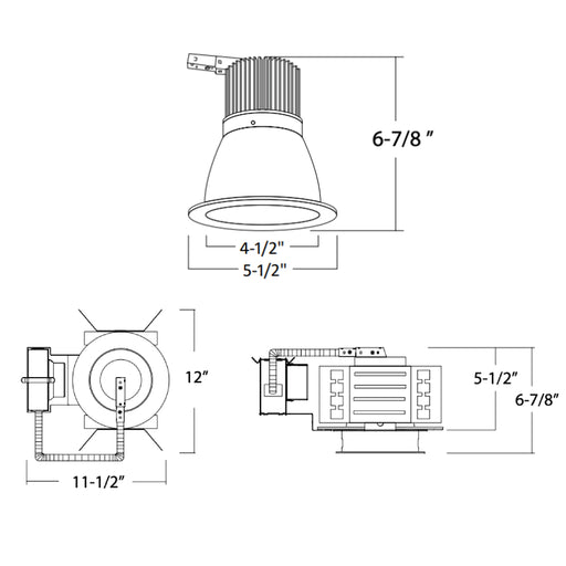 Rayon RBC4-FN 4" 8W/11W/18W/25W/29W Builders Plus LED Commercial Downlight New Construction, Lumens & 5CCT Selectable, 120-277V