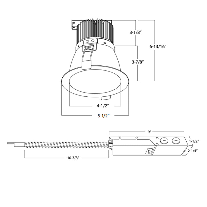 Rayon RBC4-FR 4" 8W/11W/16W/21W/27W Builders Plus LED Commercial Downlight Remodel/Retrofit Fixed Wall Wash, Lumens & 5CCT Selectable, 120-277V