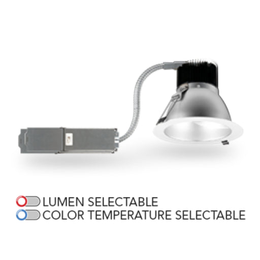 Rayon RBC4-FR 4" 8W/11W/16W/21W/27W Builders Plus LED Commercial Downlight Remodel/Retrofit Fixed Wall Wash, Lumens & 5CCT Selectable, 120-277V