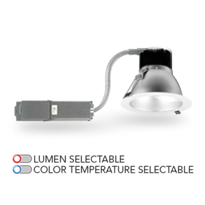 Rayon RBC4-FR 4" 8W/11W/16W/21W/27W Builders Plus LED Commercial Downlight Remodel/Retrofit Fixed Wall Wash, Lumens & 5CCT Selectable, 120-277V