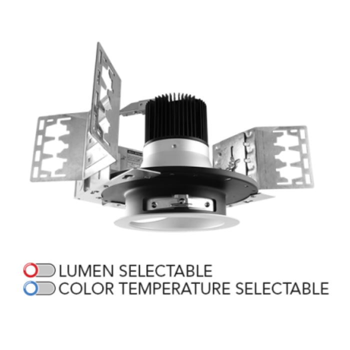 Rayon RBC4-FN 4" 8W/11W/16W/21W/27W Builders Plus LED Commercial Downlight New Construction Fixed Wall Wash, Lumens & 5CCT Selectable, 120-277V