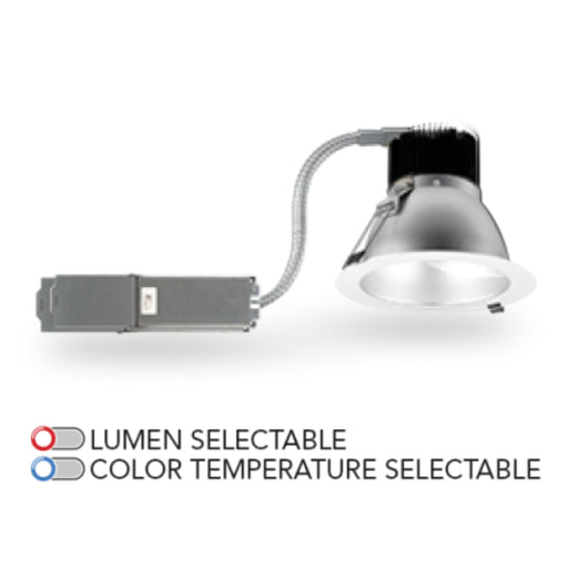 Rayon RBC6-FR 6" 22W/28W/36W Builders Plus LED Commercial Downlight Remodel/Retrofit Fixed Wall Wash, Lumens & 5CCT Selectable, 120-277V