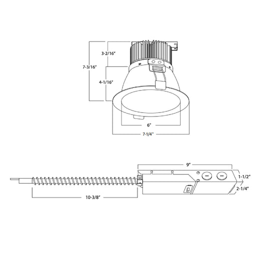 Rayon RBC6-FR 6" 39W/50W/69W Builders Plus LED Commercial Downlight Remodel/Retrofit Fixed Wall Wash, Lumens & 3CCT Selectable, 120-277V